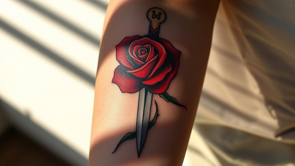 dagger rose tattoo symbolism
