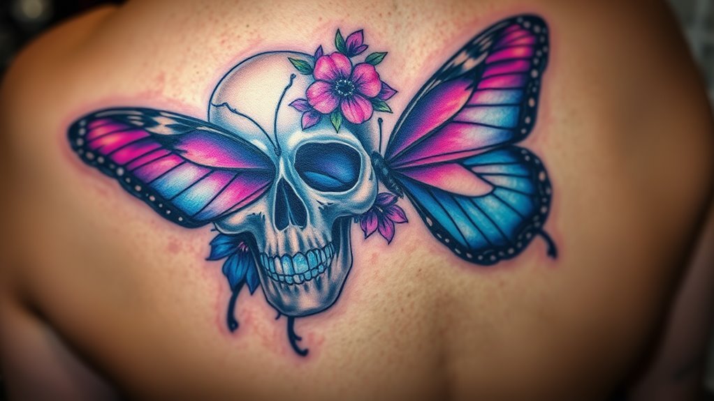 skull butterfly tattoo symbolism